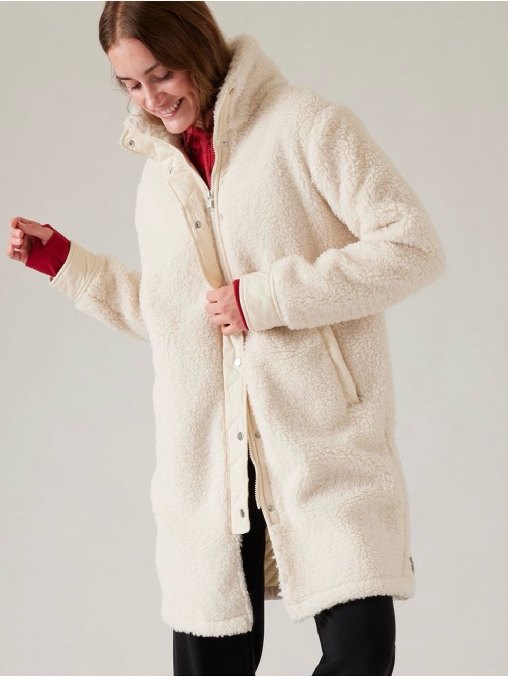 Athleta Cream Sherpa Long Coat XL